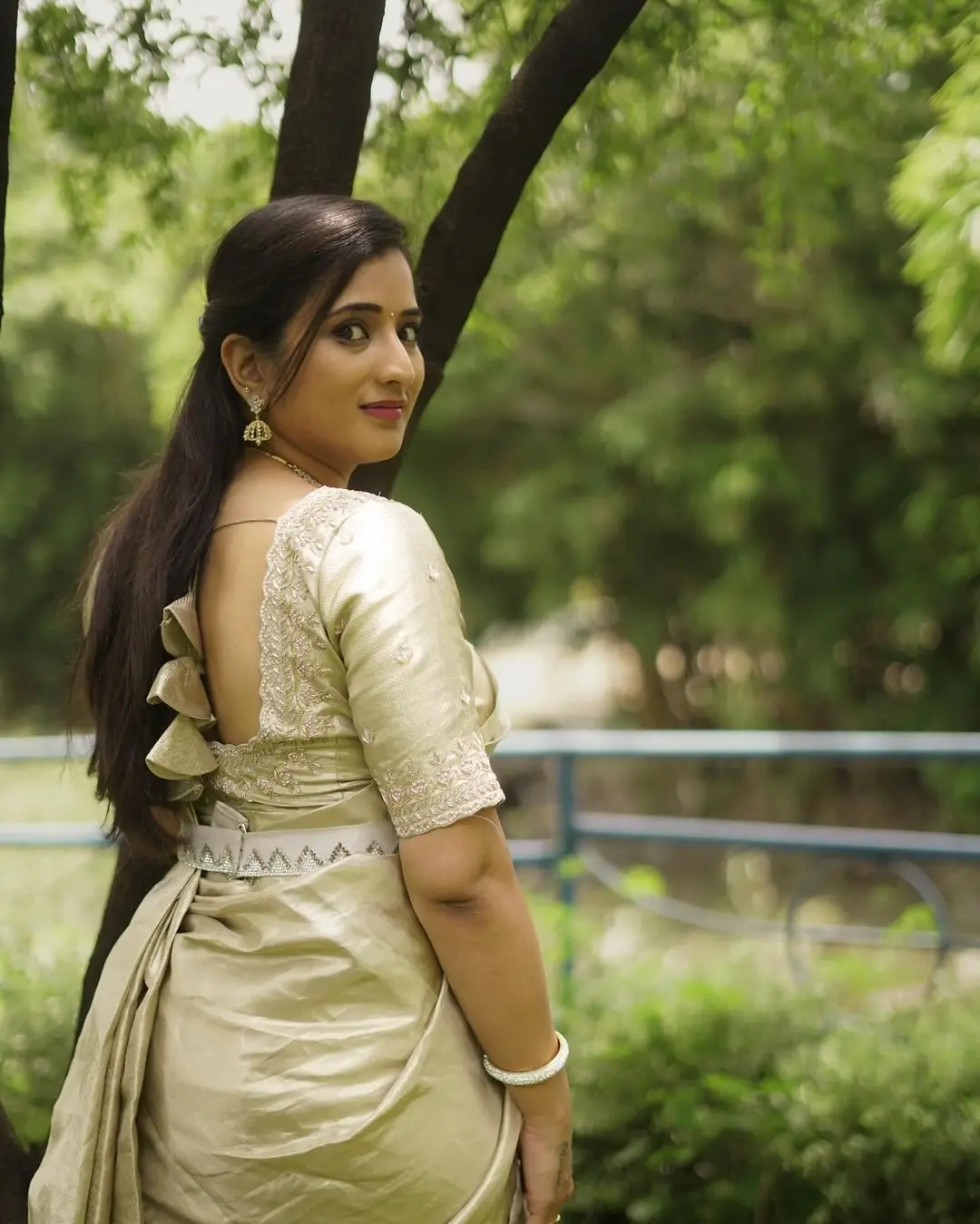 Telugu Actress Viraajita in Beautiful Green Saree Blouse